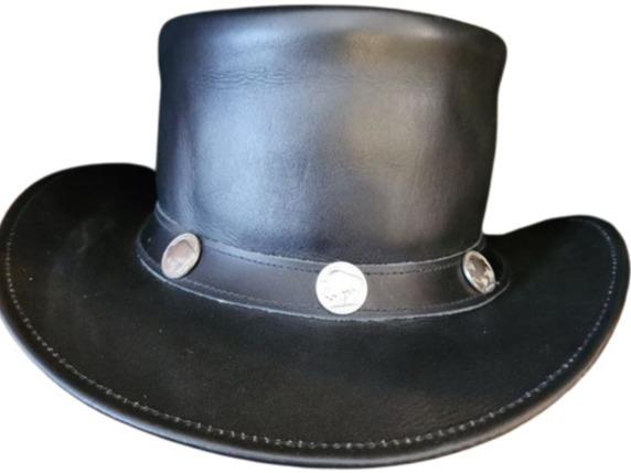 Black & Brown Genuine Leather Cowboy Western Hat Unisex