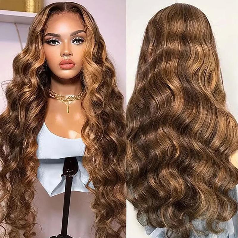 ALIGLOSSY 13x4 Ombre Balayage Highlight Body Wave Lace Front Wigs 4 30 Balayage Highlight PRE Colored Wavy HD Transparent Lace Frontal Human Hair Wigs For Women