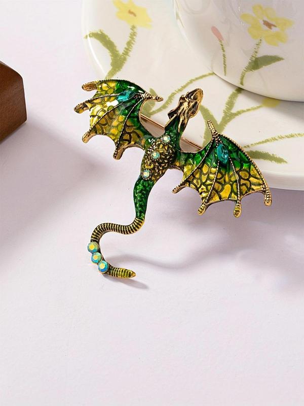 Colorblock Rhinestone Decorated Dragon Design Brooch, Animal Shaped Clothes Brooch, Fashion Accessories for Men & Women, Trendy All-match & Exquisite Brooch for Birthday Gift