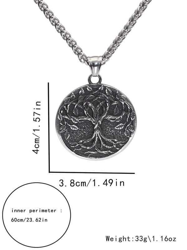 Vintage Tree of Life Pendant Necklace for Men & Women, Punk Casual All-match Jewelry for Teens Gift, Classic Fashion Accessories for Daily Wear