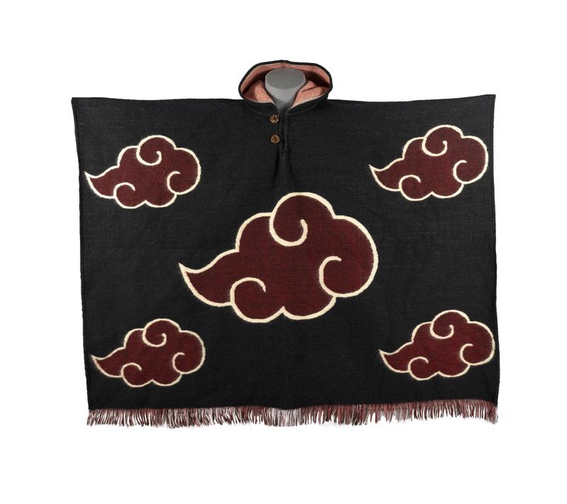 Anime Naruto Red Cloud Hand-Made Wool Poncho