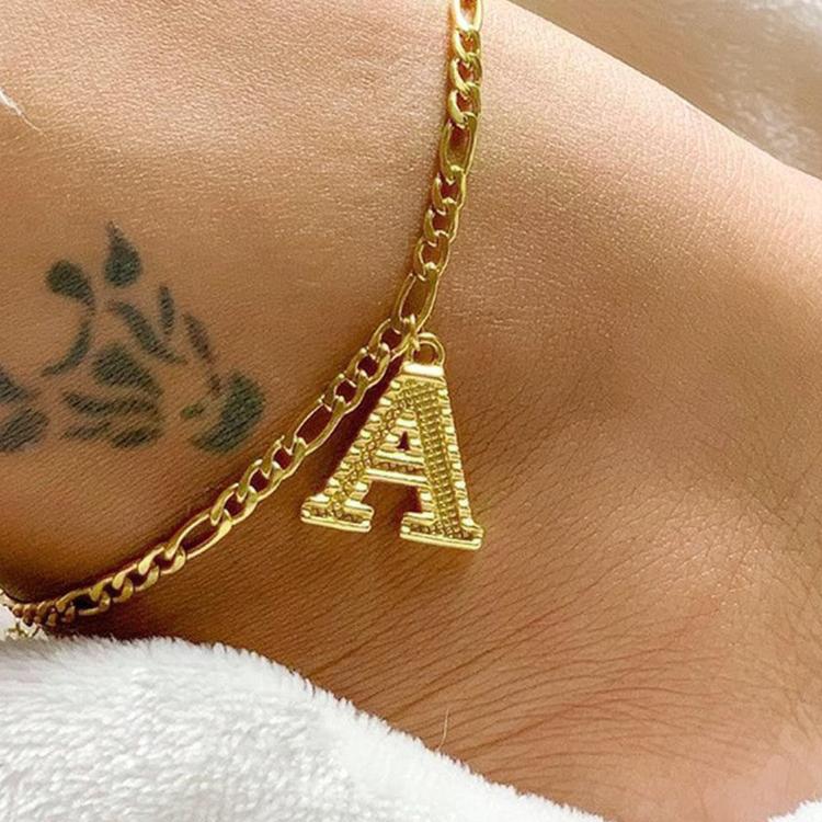 FaithHeart Letters Anklet Alphabets Foot Bracelet with Figaro Chains