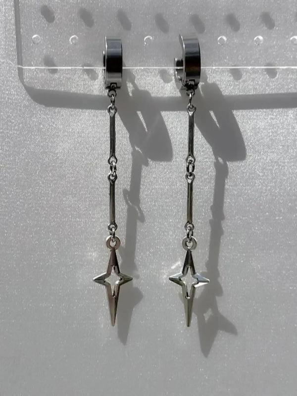 Hollow Out Star Design Dangle Earrings, Punk Jewelry For Party, Daily Decor For Girl