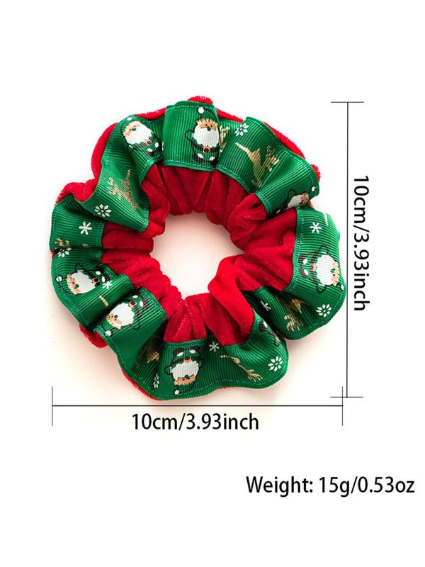 Christmas Themed Ruched Hair Tie, 2024 New Style Cute Hair Accessories for Women & Girls, Minimalist Headwear Suitable for Thick Hair Hairstyles Ideas