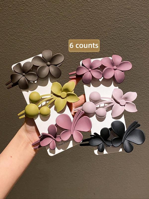 Flower Decor Hair Clips Set, Fashionable Hair Accessories for Women & Girls, Minimalist Headwear Suitable for Thick Hair