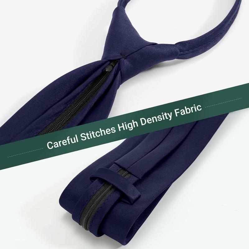 Pre Tied Adjustable Black Zipper Ties for Men 3.15