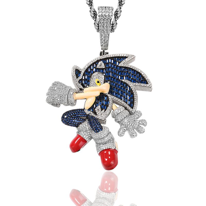 [Flash Sales 50%] [New Year Gift Christmas Gift]Sonic the Hedgehog Copper Pendant with Zircon Stones