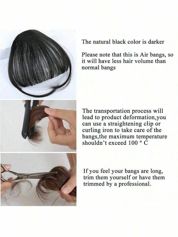 Clip-in Bangs, Natural Fluffy Bangs Hairpiece, Synthetic Extensions, Air Bangs Hairpiece, Clip in Hair Extensions for Women