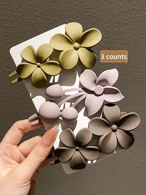 Flower Decor Hair Clips Set, Fashionable Hair Accessories for Women & Girls, Minimalist Headwear Suitable for Thick Hair