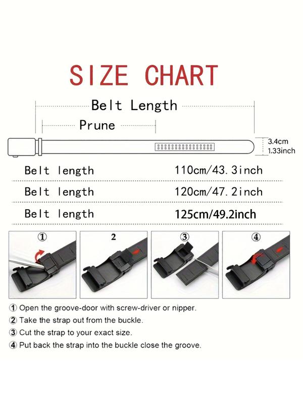 Men's Automatic Buckle Lychee Texture PU Leather Belt, Business Casual Waistband for Jeans Trousers, Fashion Belt for Party, Daily Clothing Decor