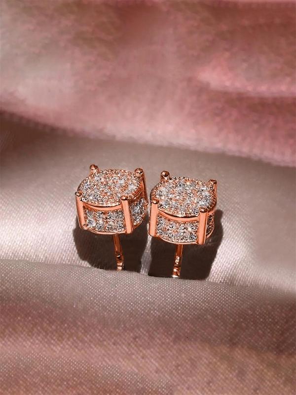 Rhinestone Decorated Stud Earrings, Women's Anniversary Wedding Jewelry Gift, Elegant Light Luxury Accessory