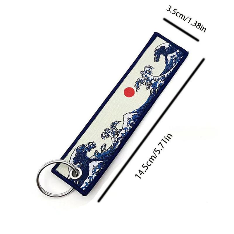 Embroidery Wave Pattern Car Keychain, Portable Decorative Keychain for Car Key, Car Interior Decoration Accessories for Men & Women