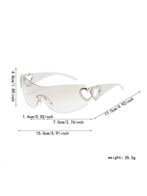 Y2K Style Fashion Hollow Out Heart Design Rimless Sunglasses For Everyday Use, Summer Fashion Sunglasses, Travel Accessories