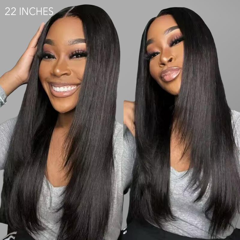 Wavymy Trendy Layered Cut 90's Inspired Pre-bleached Wear Go Glueless Wigs 180% Density Straight 4x6 HD Lace Closure Wigs 100% Human Hair