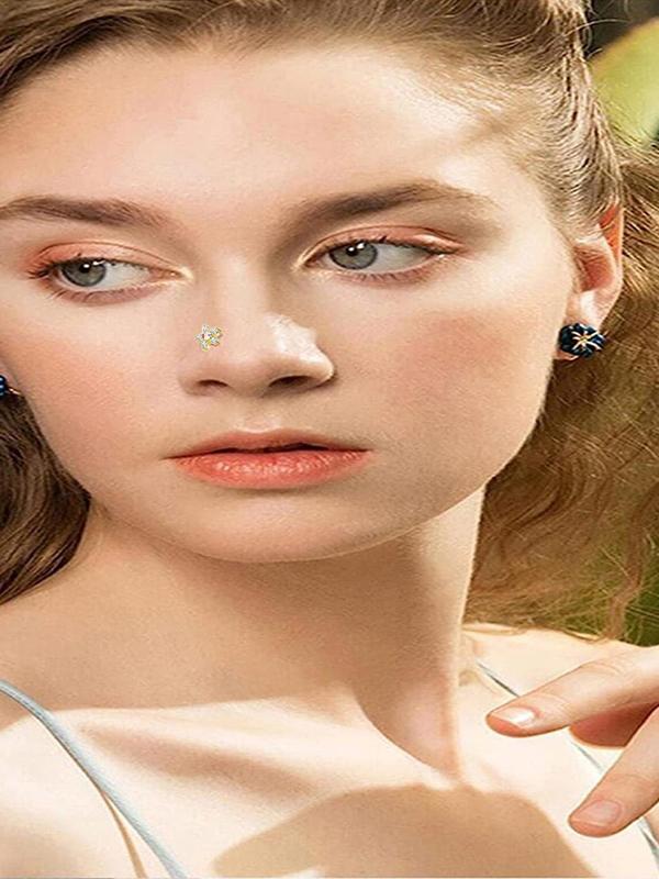 Women's Elegant Glittering Star & Heart & Flower Design Nose Studs, Cute Trendy Nose Piercing Jewelry, Fashionable Body Jewelry for Women & Girls