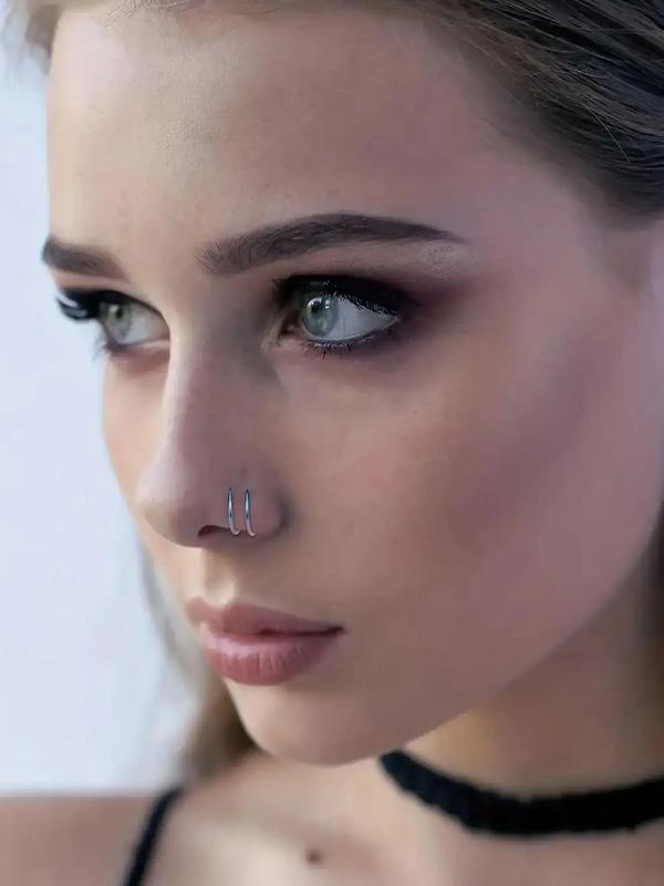 Punk Style Rhinestone Heart & Star Decorated Nose Studs, 28pcs set Versatile Stainless Steel Nose Rings Studs for Women & Men, Body Piercing Jewelry for Party, Daily Clothing Decor