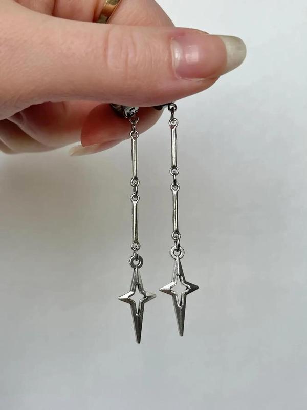 Hollow Out Star Design Dangle Earrings, Punk Jewelry For Party, Daily Decor For Girl