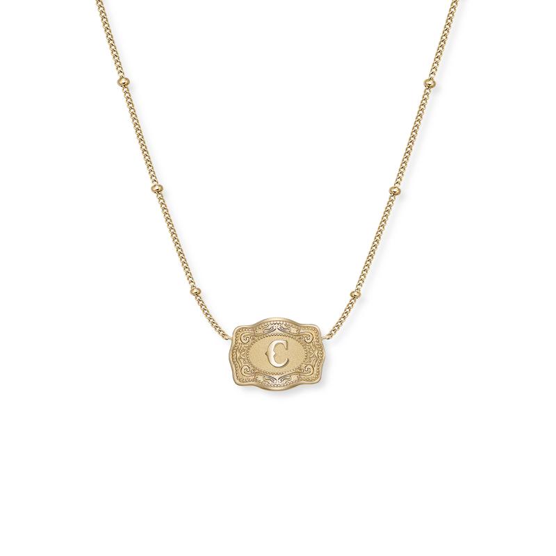 *NEW* Ultra Mini Belt Buckle Necklace (Initial) - Gold