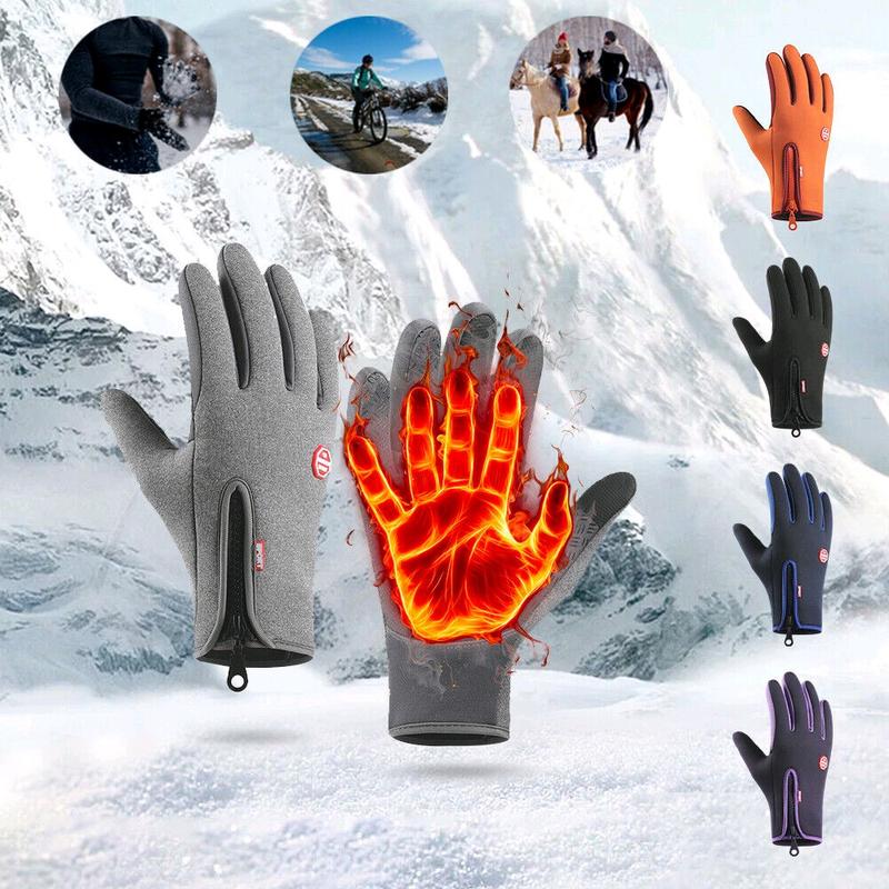 Water Resistant Windproof Heated Gloves with Touch Screen Leather - 2 Pairs