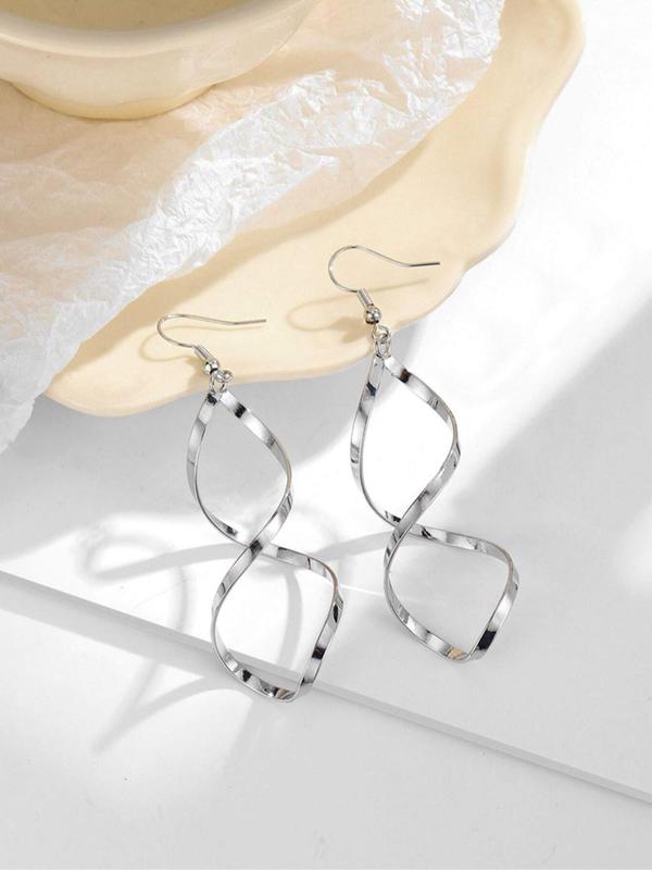 Geometric Wavy Curve Design Dangle Earrings, Unique Elegant Alloy Jewelry for Women, Casual Ear Jewelry for Party, Club and Daily Wear