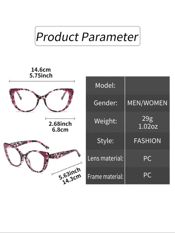 Simple Eyeglasses for Everyday Use (1 Pair), Basic Flat Frame Cat Eye Colorblock Fashion Eyeglasses for Women & Men, Fashion Eyeglasses for Work, Daily Clothing Decor, Perfect for Student Daily Use