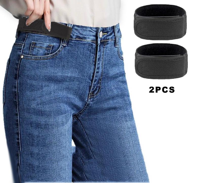 2-Pack Black Unisex Elastic Outdoor Velcro Side Belt | Breathable Buckle-Free Design | Convenient & Comfortable