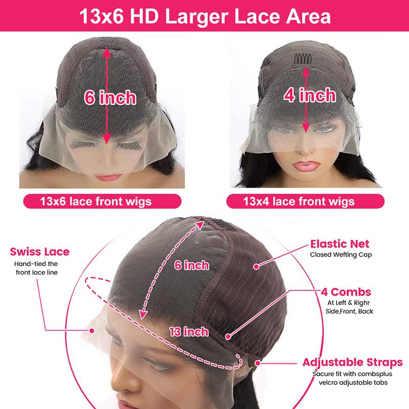 HD Transparent 13x6 Lace Front Remy Hair Wigs Raw Indian Body Wave Pre Plucked Remy Hair Wig HD 13x4 Lace Frontal Wigs For Women  Buy 1 Wig Get 1 Pink Bag 1 HD Wig Cap 1 Brown Wig Cap and 1 Eyelashes transparent lace