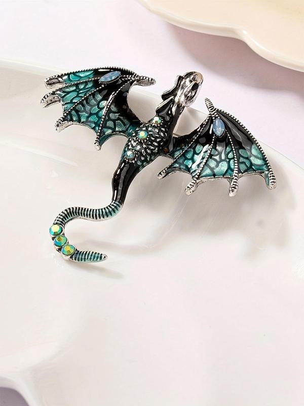 Colorblock Rhinestone Decorated Dragon Design Brooch, Animal Shaped Clothes Brooch, Fashion Accessories for Men & Women, Trendy All-match & Exquisite Brooch for Birthday Gift