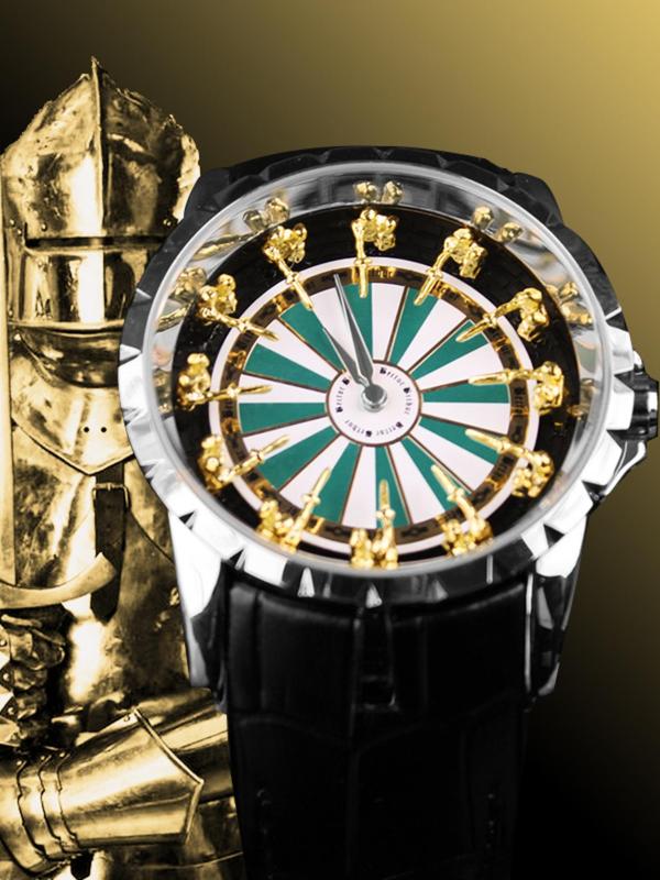 Men's Vintage Dartboard Design Round Dial Quartz Watch, Fashion Watch for Party, Daily Decor, Trendy All-match & Exquisite Watch for Birthday Gift with Box