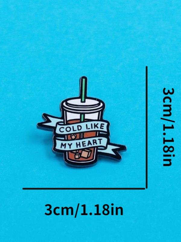 Coffee & Letter Pattern Brooch, Cute Coffee Cup Design Brooch, Fashion Accessories for Women & Men, Trendy All-match  Enamel Pin Suitable for Backpacks, Jeans, Scarves, Hats Decoration