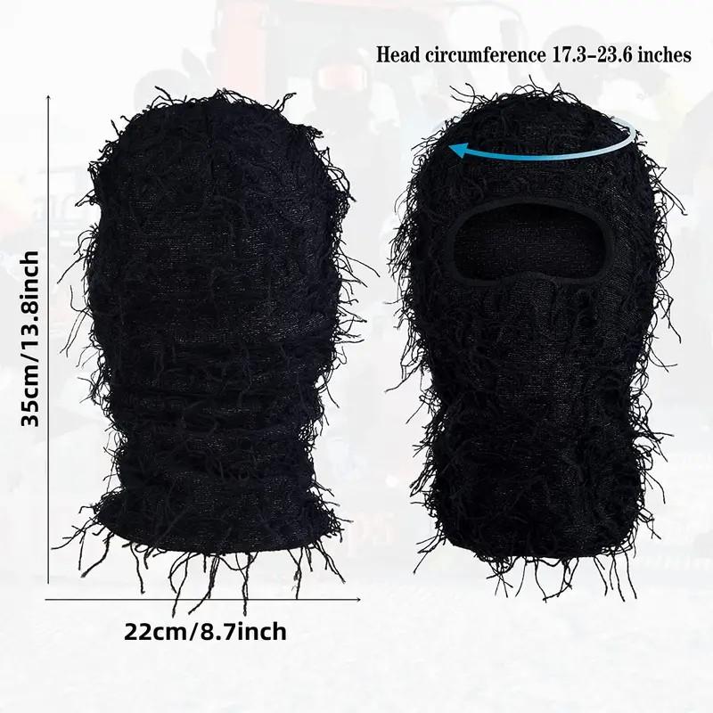 Knitted Face Mask Funny Wool Head Cover Baraklafar Hat Halloween Warmth Head Cover Solid Color Distressed Balaclava Mask, Full Face Cover Windproof Thermal Ski Mask, Outdoor Knit Headgear