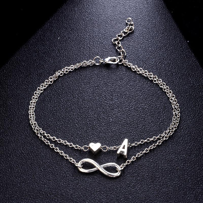 Fashion ladies anklet and bracelet love 26 letters alloy