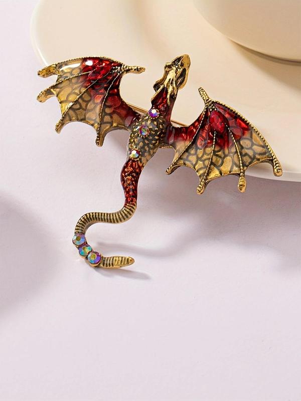 Colorblock Rhinestone Decorated Dragon Design Brooch, Animal Shaped Clothes Brooch, Fashion Accessories for Men & Women, Trendy All-match & Exquisite Brooch for Birthday Gift