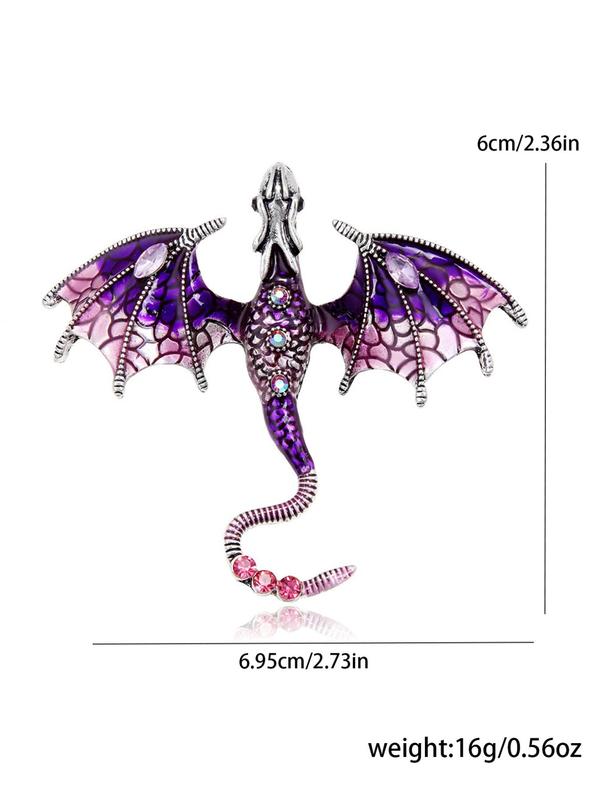 Colorblock Rhinestone Decorated Dragon Design Brooch, Animal Shaped Clothes Brooch, Fashion Accessories for Men & Women, Trendy All-match & Exquisite Brooch for Birthday Gift