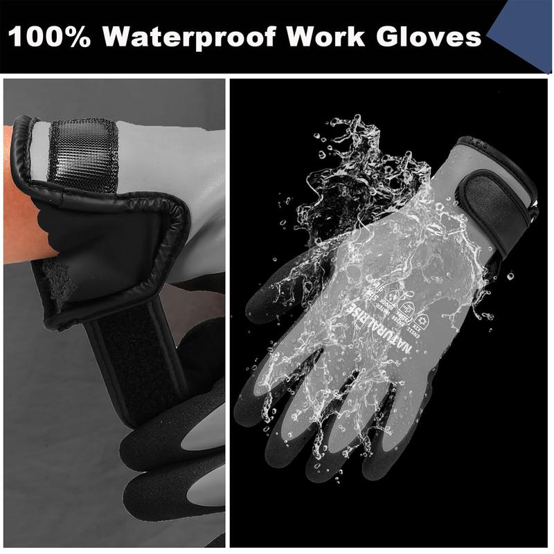 Waterproof Gloves for Men & Women,Winter Work Gloves for Cold Weather,Waterproof Work Gloves with Grip,Winter Freezer Gloves for Working,Gardening, Fishing, Construction Worker (Grey,Medium)