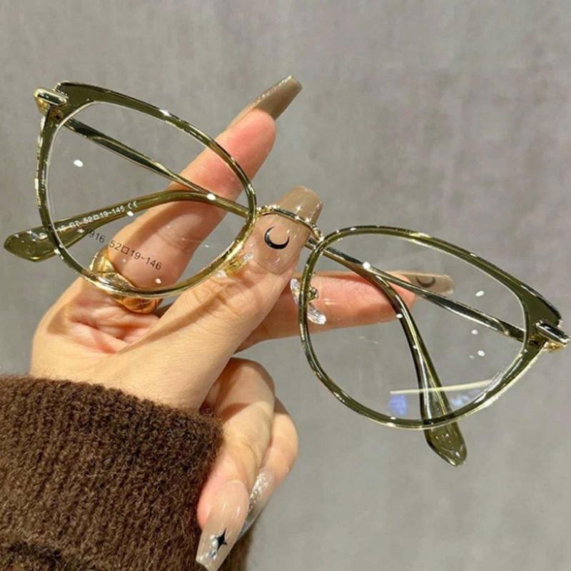 Tea Colored Cat Eye Glasses For Women Clear Glasses Accessories Blue Light Glasses Accessories For Women