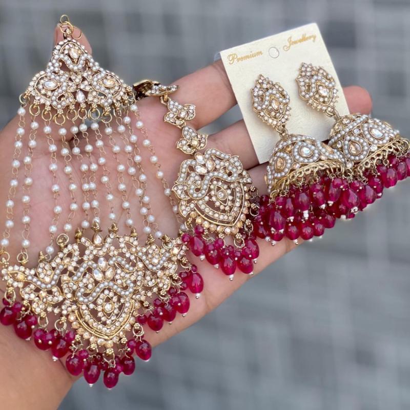 Desi Pakistani Style Jhumka Tikka Passa Set - Perfect for all occasion