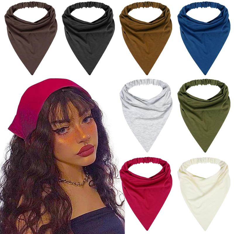 8 Pack Large Scarf Headbands for Women, Elastic Boho Triangle Bandana  Scarves Non Slip Cute Turban Headband Floral Printed Hair Accessories