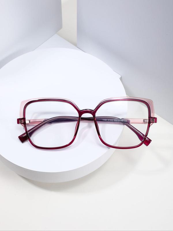 Unisex Simple Style Square Frame Eyeglasses, Trendy Casual Eyeglasses for Everyday Use, Fashion Accessories for Outdoor Activities