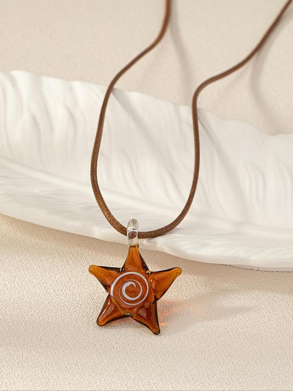 Women's Matching Star Decor Pendant Necklace, Summer Elegant Vintage Chain Necklace Jewelry for Girls Gift, Female Classic Fashion Y2k Streetwear Accessories for Daily Wear