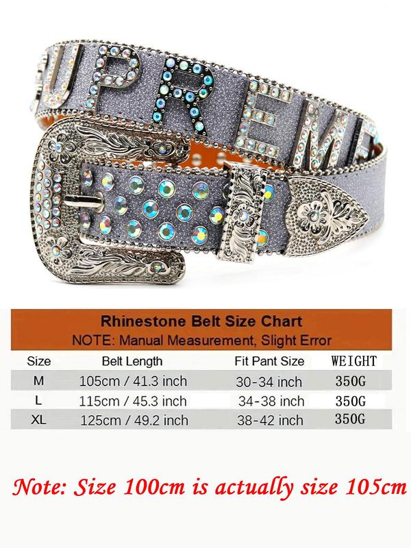 Rhinestone Letter Decorated Belt, Punk Style Y2k Accessories for Men & Women, Fashionable Jeans Belt for Daily Decoration