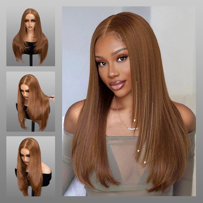 Wavymy Trendy Layered Cut 90's Inspired Pre-bleached Wear Go Glueless Wigs 180% Density Straight 4x6 HD Lace Closure Wigs 100% Human Hair