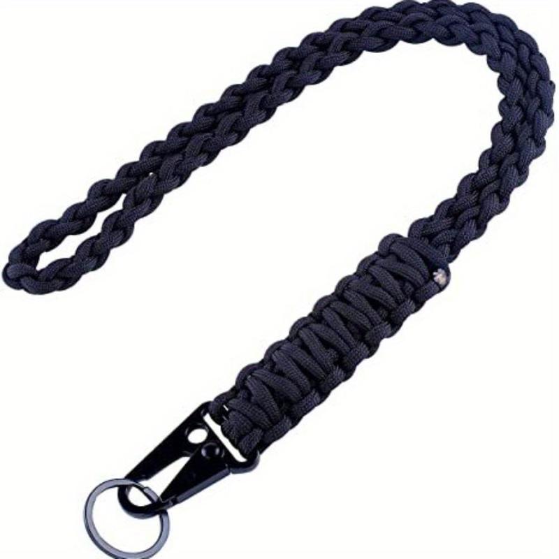 Heavy Duty Braided Paracord Neck Lanyard Keychain, Parachute Rope Necklace for ID Card Badge Holder Camera Wallet and Keys, Gym Accessories