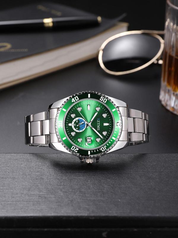 Men's Business Fashion Round Dial Analog Quartz Watch, Fashion Watch with Calendar for Party, Daily Clothing Decor, Trendy All-match & Exquisite Watch for Birthday Gift with Box