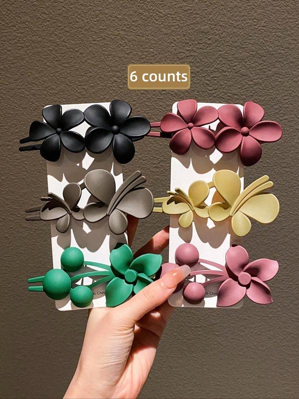 Flower Decor Hair Clips Set, Fashionable Hair Accessories for Women & Girls, Minimalist Headwear Suitable for Thick Hair