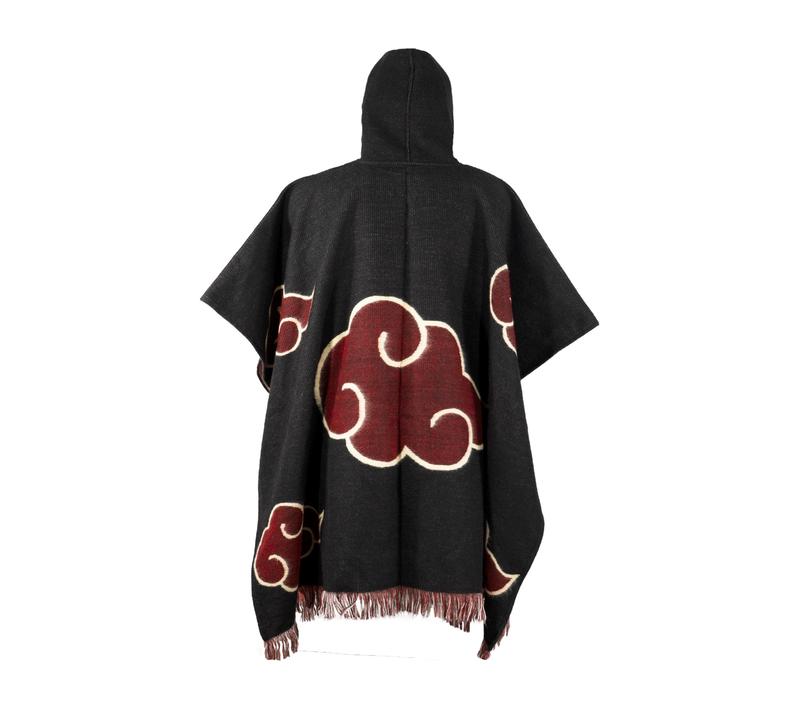 Anime Naruto Red Cloud Hand-Made Wool Poncho