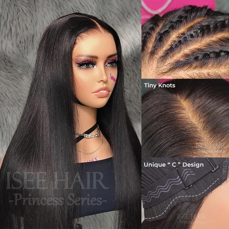 ISEE Wear Go V5 Straight & Body Wave & Ocean Wave Tiny Knots Pre Bleached Glueless HD 6*4 Lace Closure Human Hair Wig Beginner Friendly