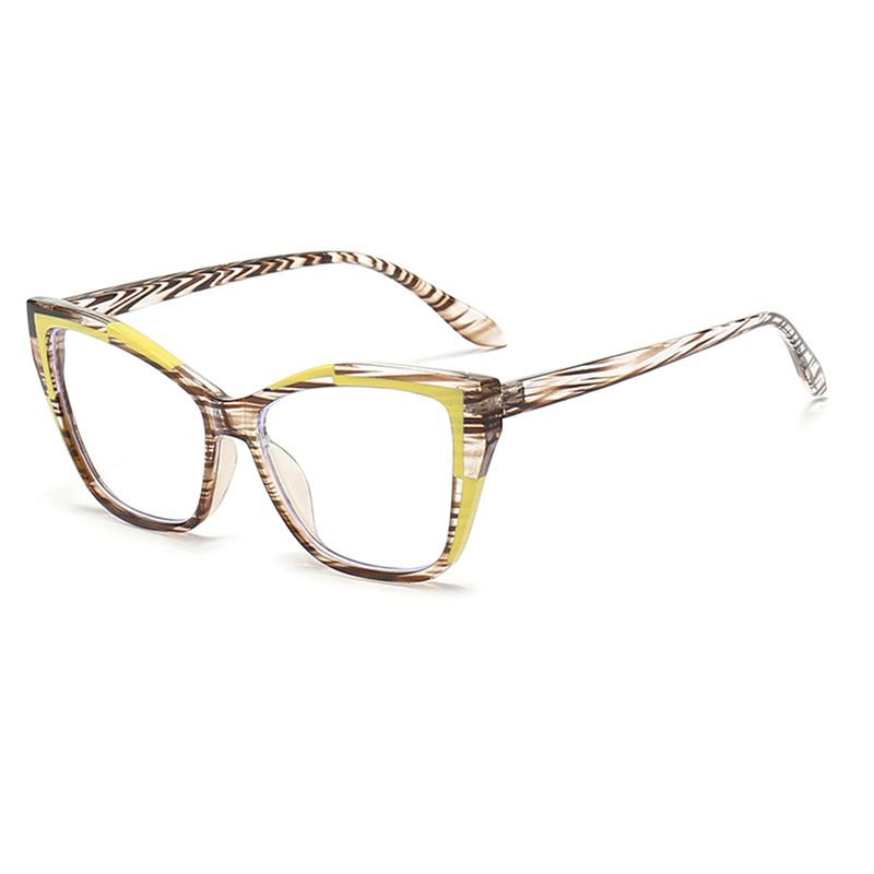 Basic Flat Frame Fashion Colorblock Eyeglasses Frame