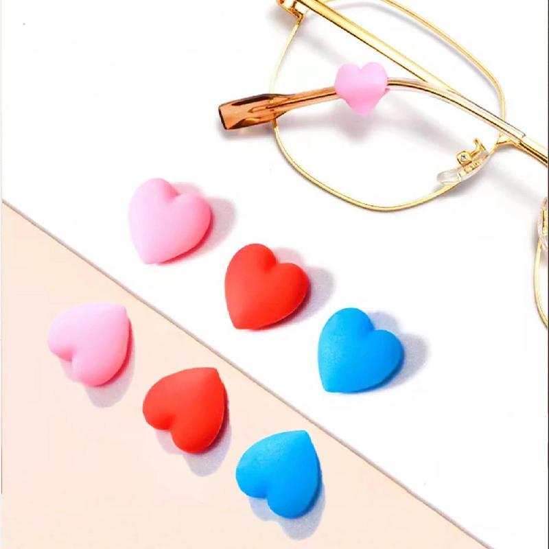 Heart Shaped Eyeglasses Anti-slip Cover, Soft Silicone Glasses Legs Ears Hook Ear Clip Ear Grip, Fixed Eye Glasses Legs Foot Cover, Eyeglasses Parts Accessories