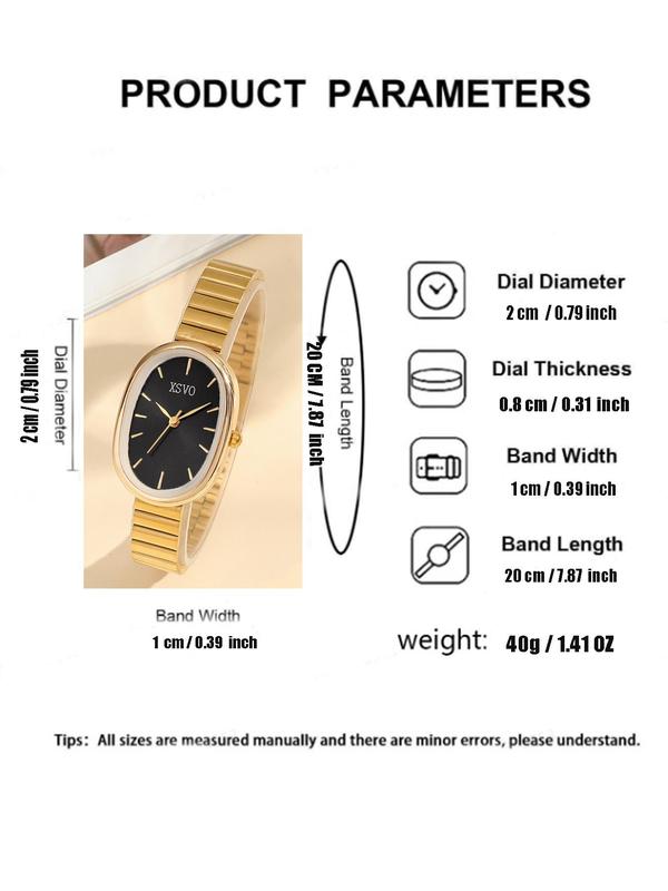 Women's Elegant Oval Dial Quartz Watch, Fashionable Wristwatch with Analog Display, Trendy Watch for Women As Gift